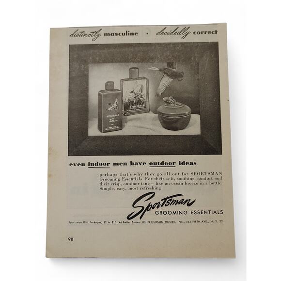 1946 Sportsman Grooming Print Ad Aftershave Cologne Masculine Ephemera - Picture 1 of 4
